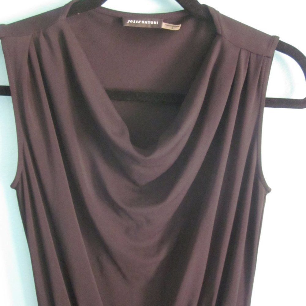 Josie Natori Pullover Black Dress Size Small "Isla" Rayon Stretch Missing Belt - Picture 3 of 7